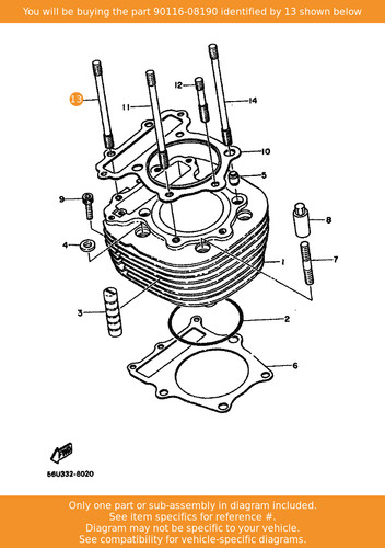 Yamaha bolt stud - yamaha, 90116-08190