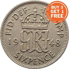 Silver sixpence george coin - silver,