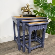 Oak Nest of Tables In Blue by Farrow & Ball