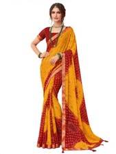 Women's Bandhani Printed Chiffon Saree with Blouse