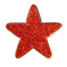 Red Star Pin Badge - Glitter