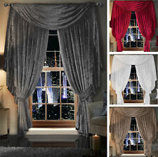 Crushed Velvet Curtains Pencil Pleat Tape Top - Optional BEADED Scarf Drape