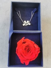 Disney Swarovski Mickey Mouse Necklace With Eternal Rose