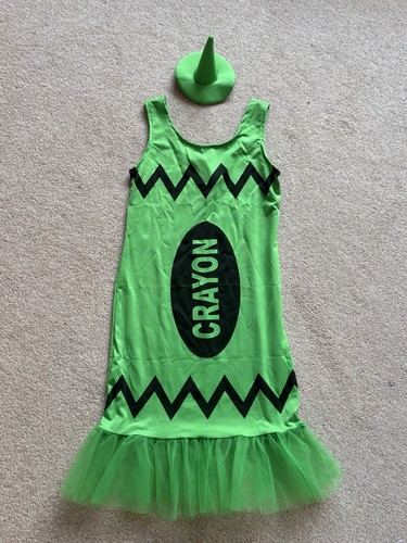 Child green crayon dress - green,