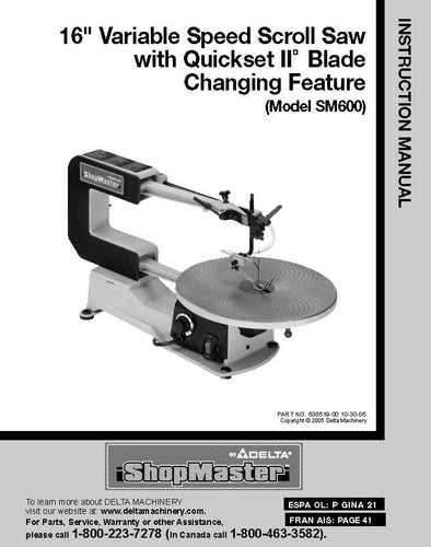 Delta scroll saw sm600 - delta, 16"