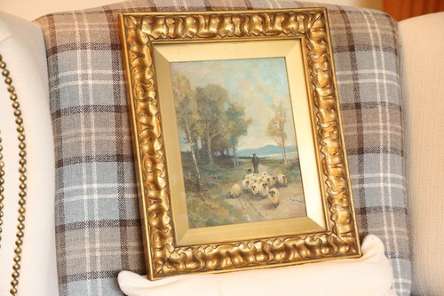 Antique oil painting shepherd - antique,