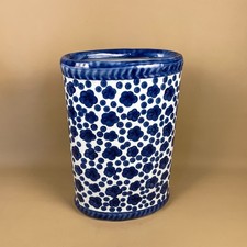 Vintage Blue & White Porcelain Umbrella Stand Vase Floral Blossom Design