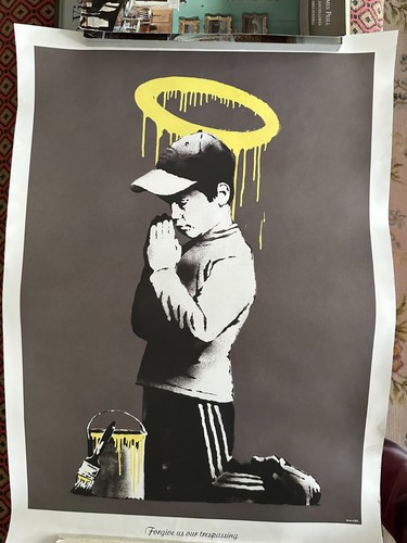 Folded pristine banksy - un-folded,