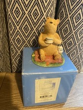 Classic Pooh - Pooh Drinking Tea Figurine A7880 3’’ Enesco Border Fine Arts