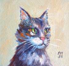 Cat with green eyes Original