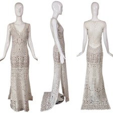 CLAIRE PETTIBONE 2016 Sample Wedding Gown Bridal Dress White Lace Beach Wedding
