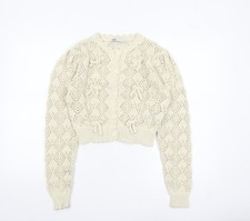 ZARA Womens Ivory Open-Knit