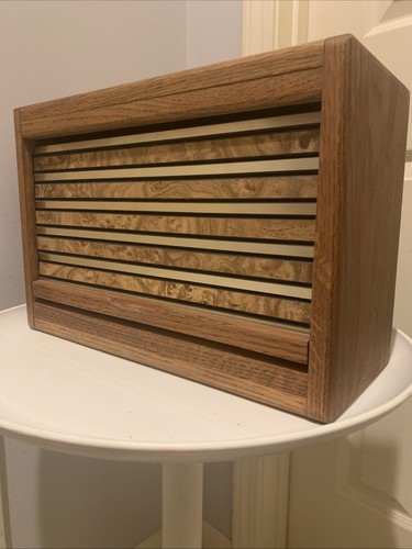 Vtg 80s oak desk top - desk, tambour