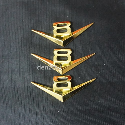 Chrome gold metal badge - v8,