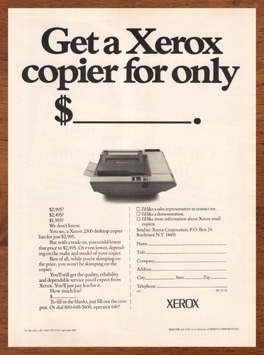 1981 xerox 2300 copier vintage - 1981,