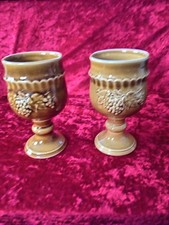 Royal Worcester Crown Ware England Ceramic Goblets X2 Vintage