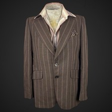 Vintage 70’s Men’s Jacket Blazer 40R Brown Striped Burton Suit Disco Retro