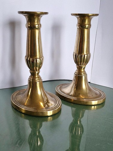 Antique brass candlesticks - brass,