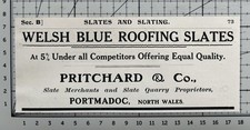 Pritchard & Co - Portmadoc - Welsh Blue Roofing Slates - 1913 Trade Cutting 549