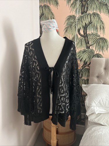 Zara black knitted fringe - -,