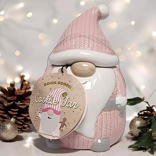 Pink ceramic gnome cookie - ceramic, jar