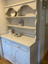 Pine Dresser, solid wood, very substantial. Painted cream in distressed finish.