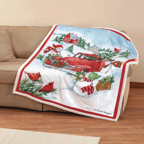 Christmas snowman red truck - &,