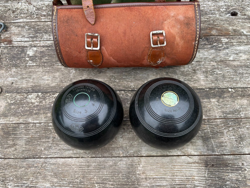Vintage lawn bowls with - vintage, carry
