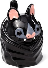 HALLOWEEN BAT CERAMIC UPSIDE DOWN SHAPED COFFEE MUG CUP NEW IN GIFT BOX PUK