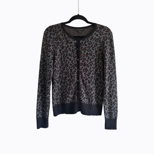 Gray cheetah cardigan sweater - cardigan,