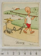 1935 Kensitas card Henry by Carl Anderson - freshly caught fish eaten by cat