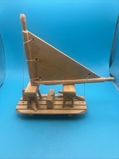 A wooden model of a Sailing "Jangada," Boat a traditional Brazilian fishing raft