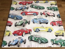 16” Cushion Cover Made W/ Cath Kidston Vintage Race Cars Lightweight Fabric New