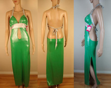Long Stripper Dress Green