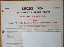Bristol 25 Tractor 1958 Lucas Spare Parts & Equipment List