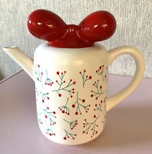 TEAPOT DESIGNED WITH LOVE IN DENMARK CHERRY PATTERN RED LID PERFECT CONDITION