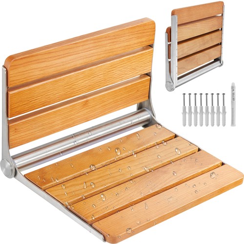 Folding oak shower seat - oak, 16.1"