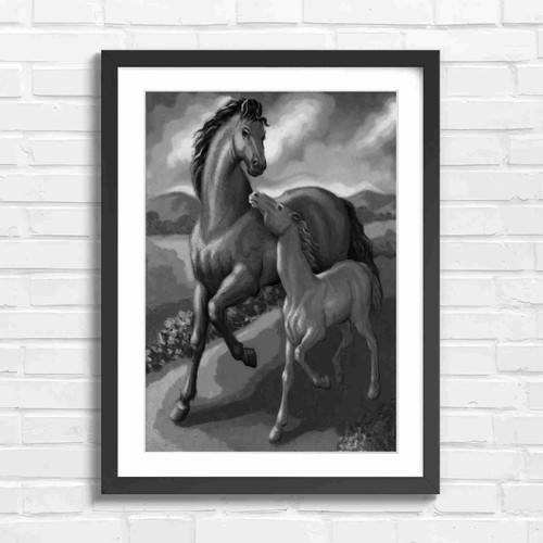 Brown horse and - brown, foal