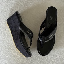 Coach Black Logo Wedge Thong