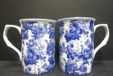 Set Of 8/6/4/2/1 Mugs Laura Blue Mugs Fine Bone China  Mugs Castle Shape 10oz UK