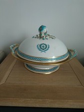 Large 19th century Mintons William Mortlock crested tureen turquoise and gold 
