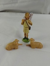 Vintage Christmas Nativity Sheppard Sheep Plastic Figures Made In Hong Kong