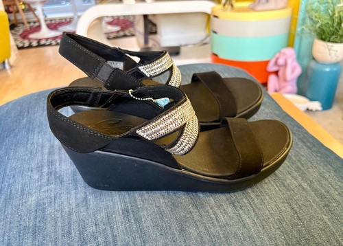 New skechers black wedge - black,
