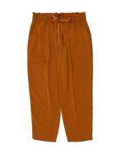ZARA Womens Tapered Capri Trousers XL W36 L24 Brown Polyester DU33