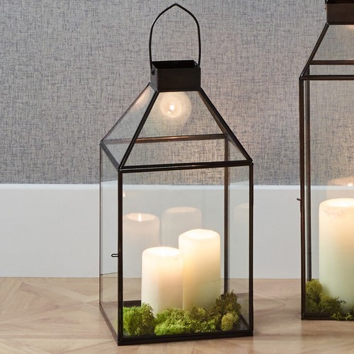 Large black metal and glass - metal,