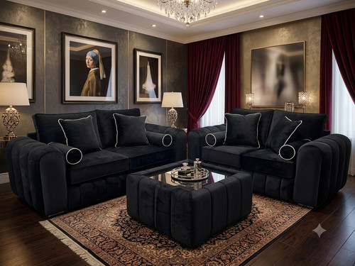 Seater sofa set - sofa, black