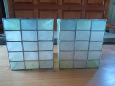 Vintage Pair of Square Capiz Shell Pendant Ceiling Lampshades Light Shades VGC