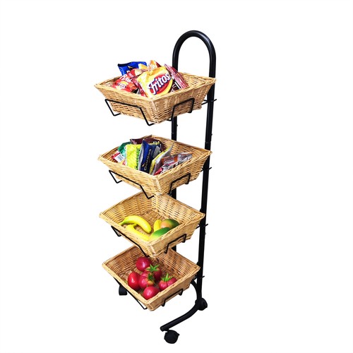 Rolling wicker basket display - rolling,