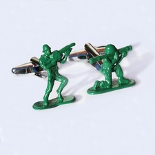 Green toy soldier army cufflinks - Brand New - with black velvet gift bag