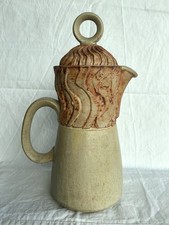 BERNARD ROOKE TEXTURED STUDIO POTTERY STONEWARE COFFEE POT MID CENTURY RETRO VGC